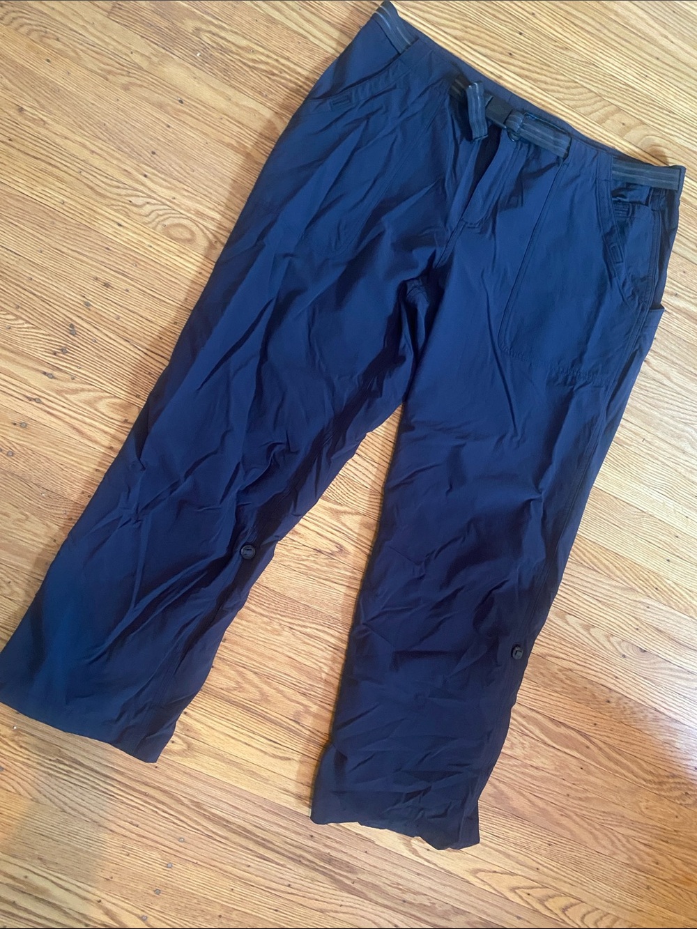 Women's Navy Cargo Pants with Roll-Tab Legs